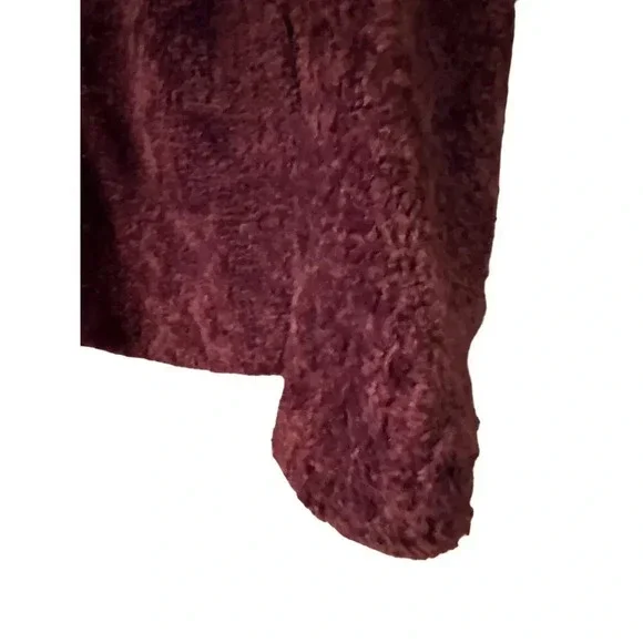 Pendleton Burgandy Sherpa pull over pleaid wool accents L - Picture 3 of 10